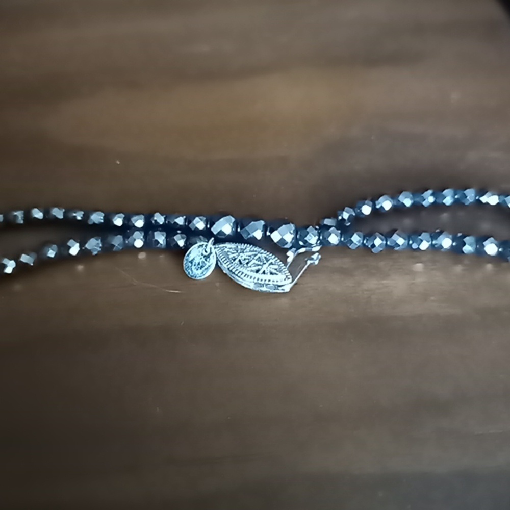 Elegant Sterling Silver 925 Black Onyx Faceted Stones Long Necklace 56 in. - Picture 3 of 5